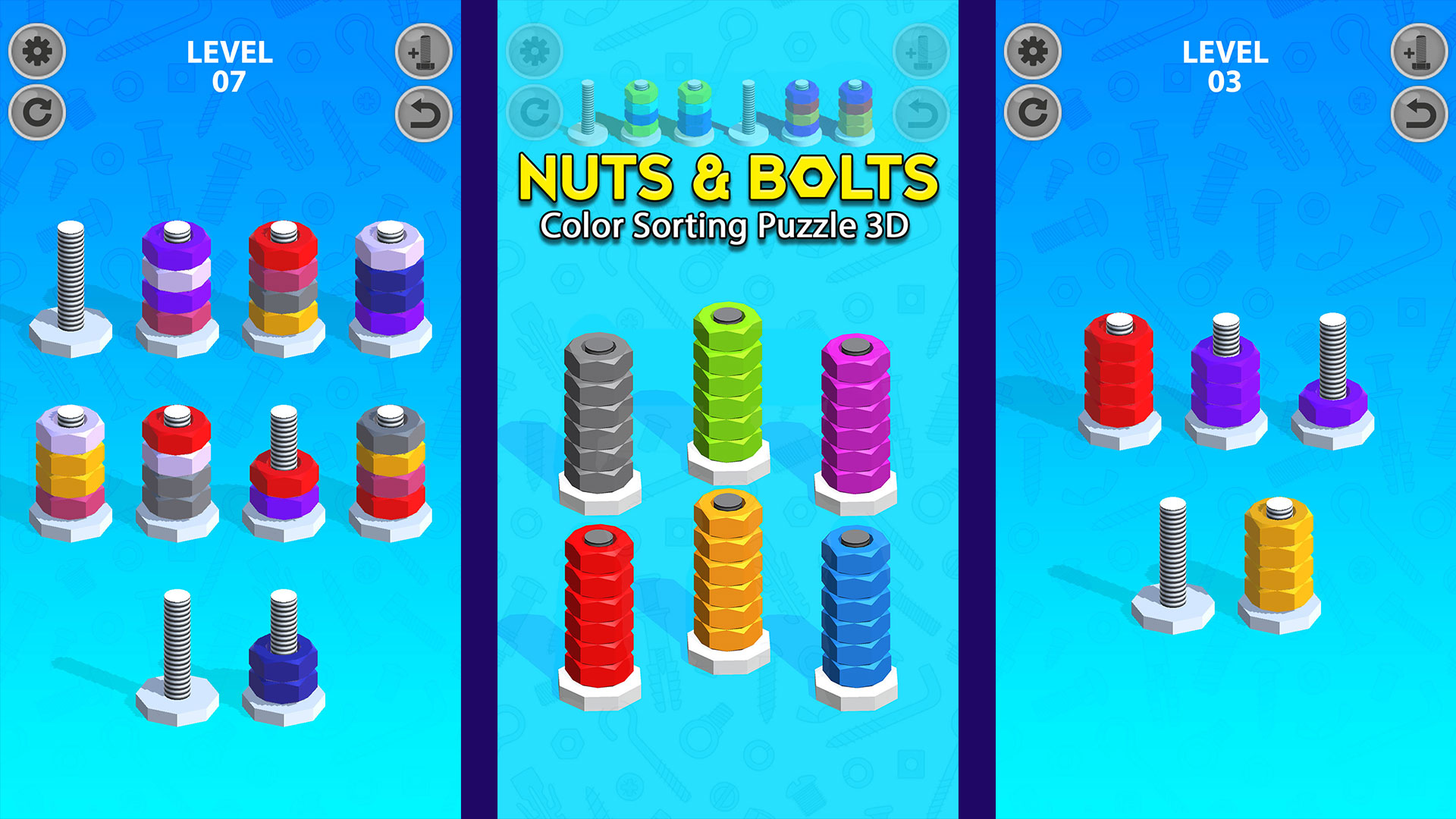 Nuts & Bolts Color Sorting Puzzle 3D: Brainrot Screw Challenge