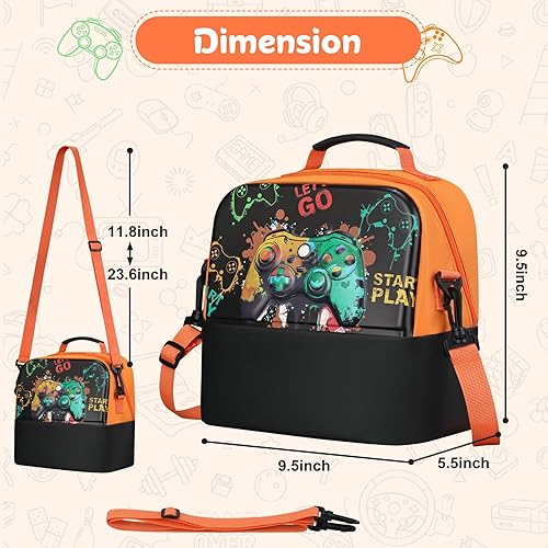 Miniatura 3 de Bolsa de almuerzo para niños, duradera bolsa de almuerzo aislada para niñas, niños, bolsa de almuerzo lavable con correa ajustable para el hombro,