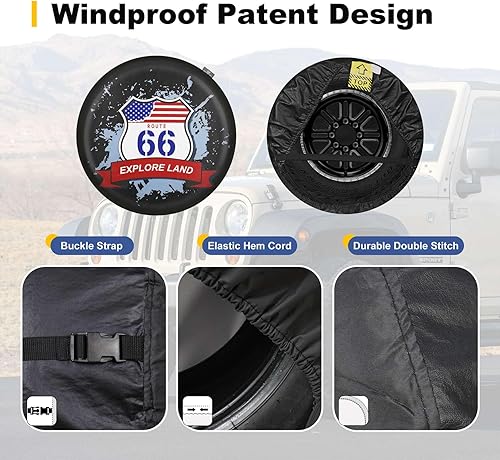 Vista 36 de Explore Land Cubierta de neumático de repuesto resistente, ajuste universal, remolque, RV, SUV, camión