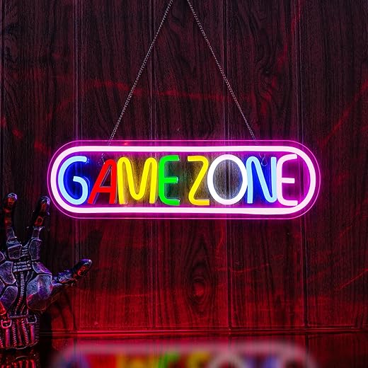 Enseigne "Game Zone" type néon en LED multicolores