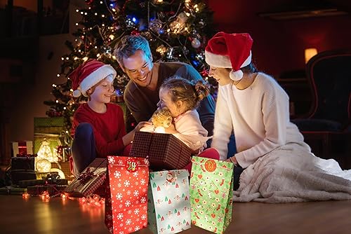 Miniatura 6 de OIPKKUI Bolsas de regalo de Navidad, 24 bolsas de regalo de Navidad con calcomanías, bolsas de regalos de Navidad, bolsas de regalo, suministros de