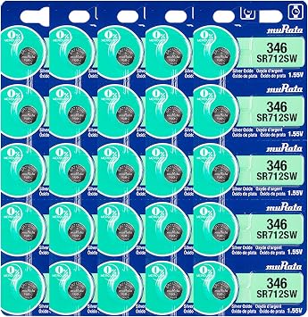 Murata 346 Battery SR712SW 1.55V Silver Oxide Watch Button Cell 25 Batteries
