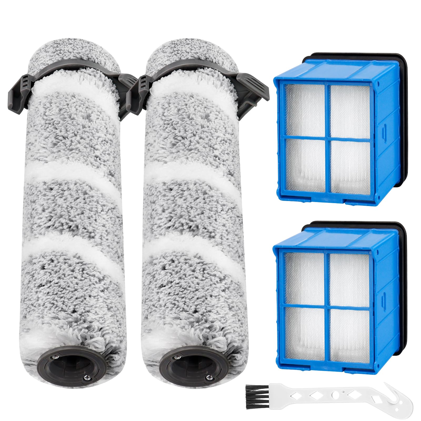 Brush Roll and Filter Replacement Parts for BISSELL CrossWave OmniForce EDGE, 3930F/3933/v2/3999z Wet & Dry Vacuum Cleaner, 2 Roller Brush 2 Filter 1