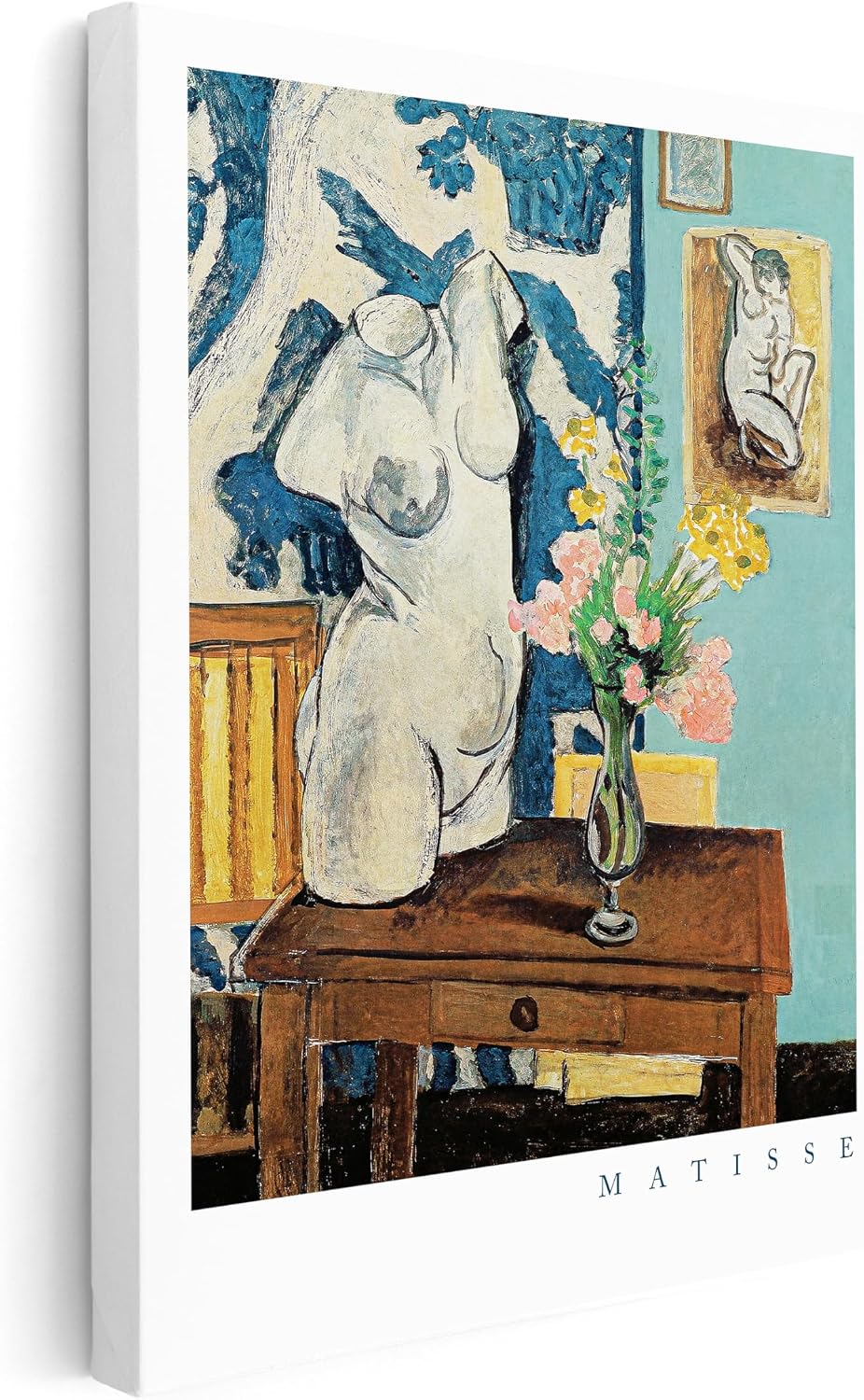 Poster Master Vintage Matisse Canvas - Retro Plaster Torso Print - Fauvism Art - Floral Gift for Artist, Friend - Aesthetic Wall Decor for Living Room, Office - 8x10 STRETCHED Canvas