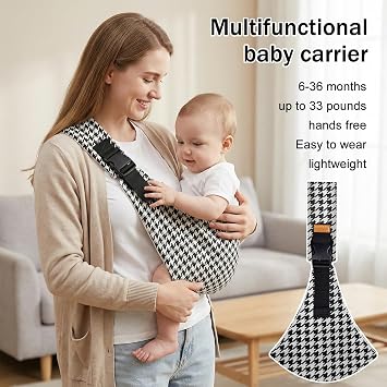 Baby Sling Carrier Toddler Sling, Baby Side Carrier with Thick Shoulder Straps-Adjustable, for Newborn Infant Toddler 3-36 Months, Breathable and Comfortable (Black-3, One Size)