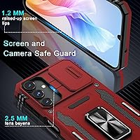 Vista 5 de DEERLAMN - Funda para Samsung Galaxy A15 5G con cubierta deslizante para la cámara + protector de pantalla (1 paquete), soporte giratorio con anillo