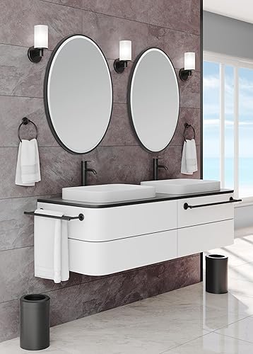 Miniatura 5 de Gatco 1821MX Espejo ovalado enmarcado de montaje empotrado, 25 x 33 pulgadas, negro mate