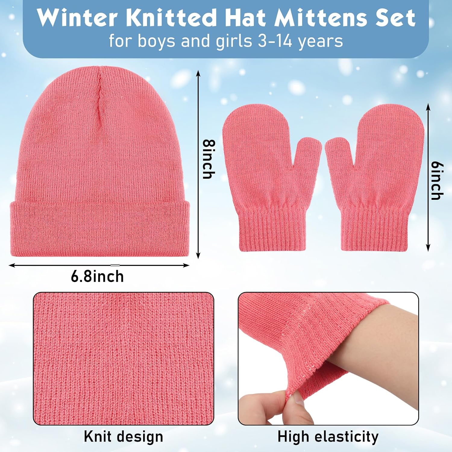 Vicenpal 8 Pack Toddler Winter Hats and Gloves Set Warm Knitted Beanie Hats Mittens Gloves for Toddler Boys Girls 2-6 Years image 2