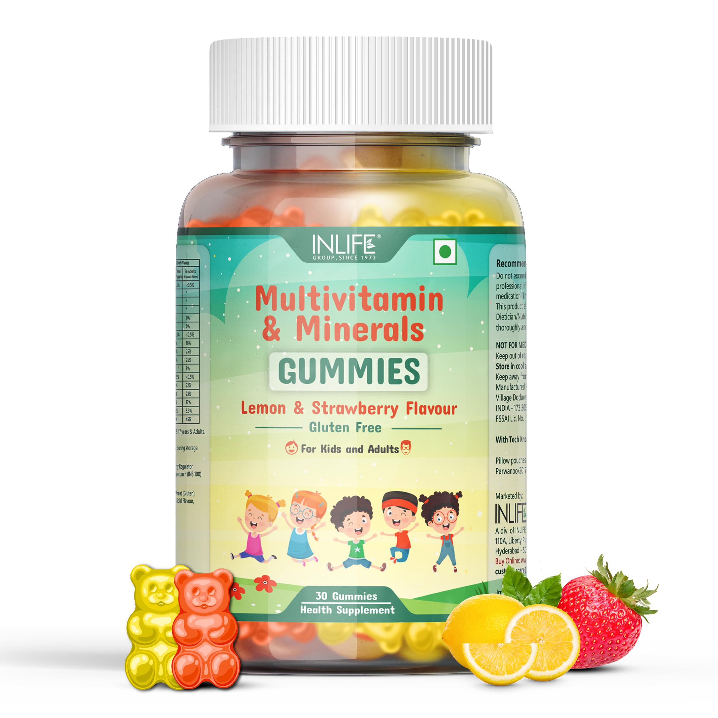 INLIFE Multivitamin Gummies for Kids Teens Men & Women, Daily Gummy Bear Essential Vitamins & Minerals - 30 Lemon Strawberry Gummies (Kids) (B09XXM2DC7) Amazon Price History, Amazon Price Tracker