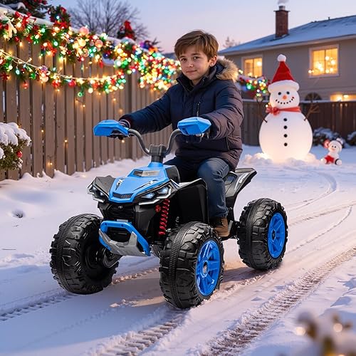 Miniatura 2 de Juguetes de paseo de 24 V para niños grandes, ATV de 2 plazas para niños, ruedas eléctricas con suspensión de 4 ruedas, luces LED, música,