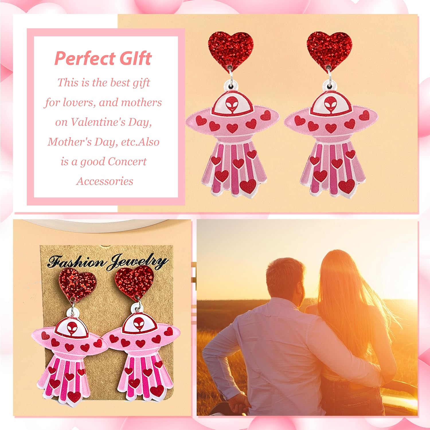 Valentines Day Earrings for Women Red Heart Earrings Love Envelope Dangle Earrings Cute Bear Earrings Valentines Day Accessories for Women Valentine's Day Gifts for Her - Image 3