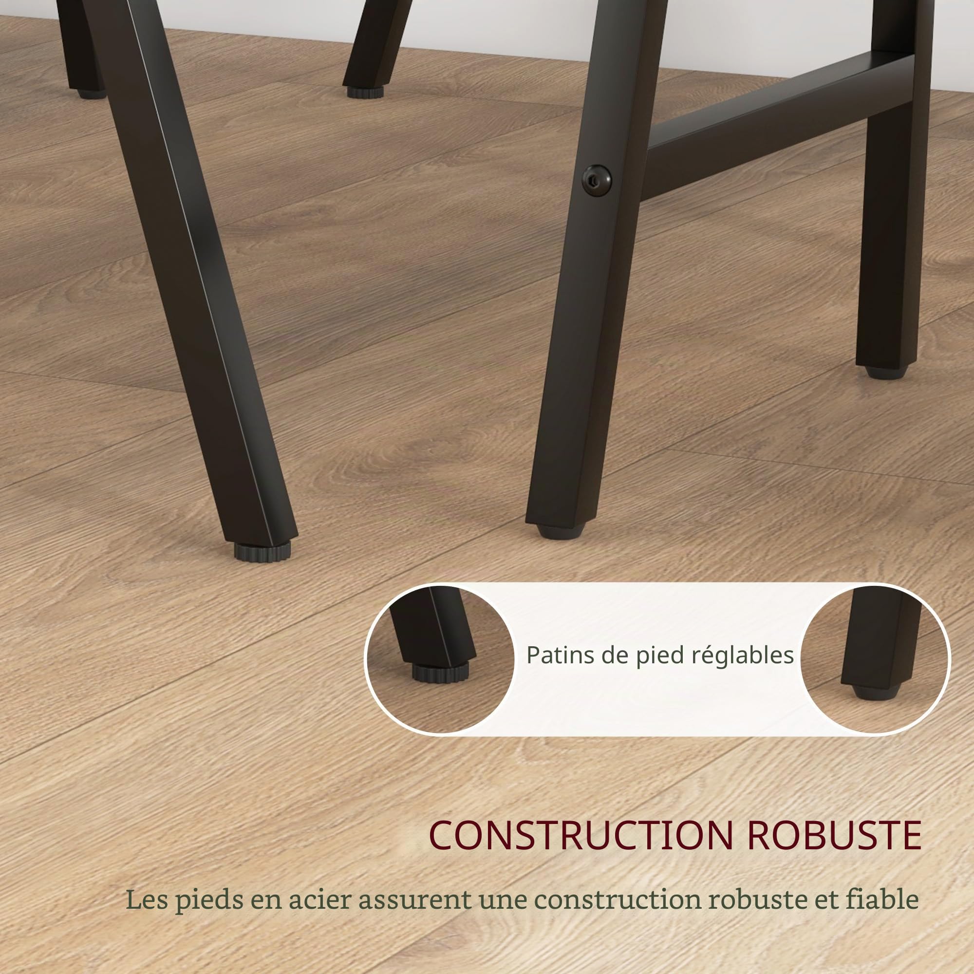 HOMCOM Table de Bar avec Tabouret de Bar, Ensemble de 5 pièces pour Manger, Table de Cuisine, Table de bistrot avec 4 chaises, Ensemble de Tables de Bar pour Cuisine, Salon, Acier, Gris foncé, 120 x