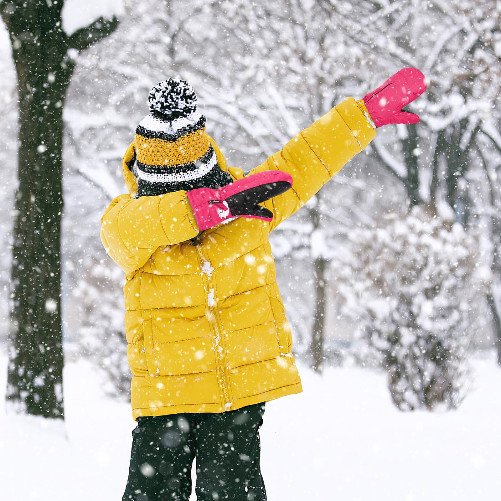 Andake Guantes para niños, Guantes cálidos de Invierno, Impermeables, Resistentes al Viento, para esquí, Juegos, Actividades al Aire Libre, niños y niñas