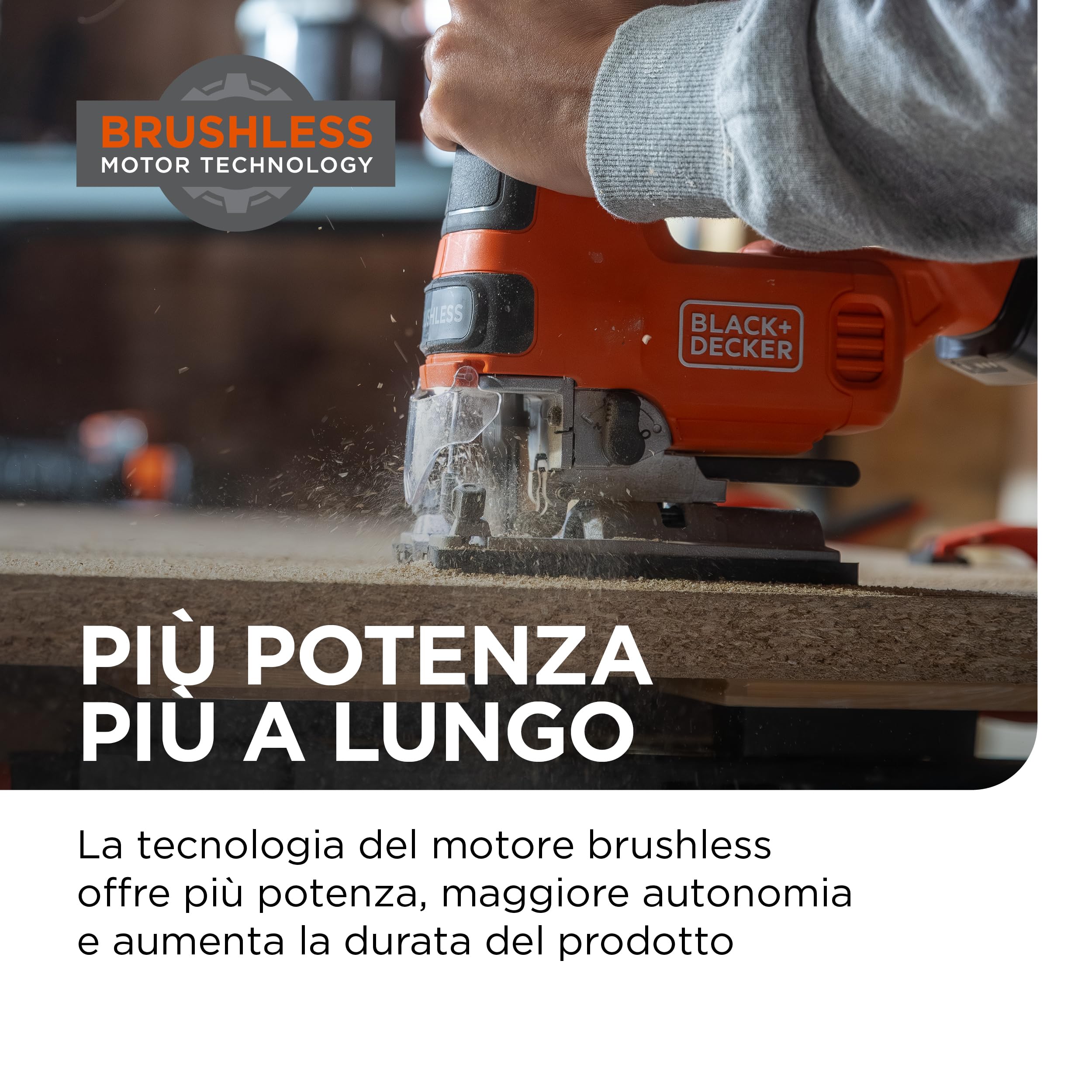 BLACK+DECKER Seghetto Alternativo a BatteriaBrushless, Solo Corpo Macchina 18V, con 6 Lame,Batteria Non Inclusa, BLCJS78NZ-XJ