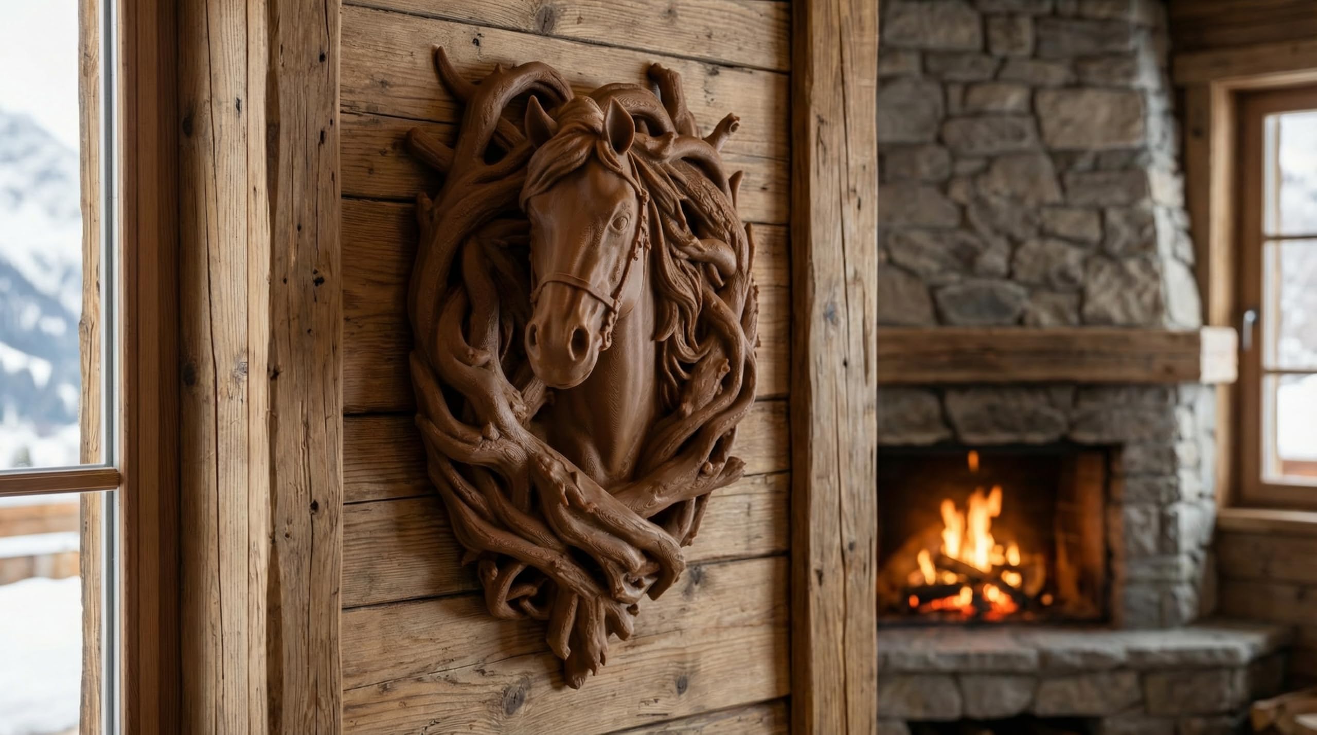 Nex-Home Scultura Testa Cavallo da Parete 3D – Decorazione Rustica Moderna, Wall Art Animale Contemporanea, Decorativa, Scultura Artistica per Casa, Studio, Ufficio, Rustico, Decorativo