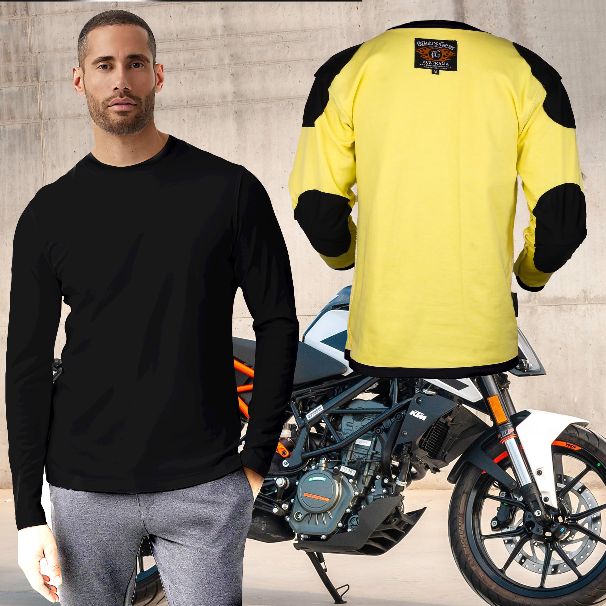 Bikers Gear - Camisa protectora para motocicleta Kevlar, camisa blindada pesada GSM Dupont™ Kevlar® aramida con armadura protectora para motocicleta