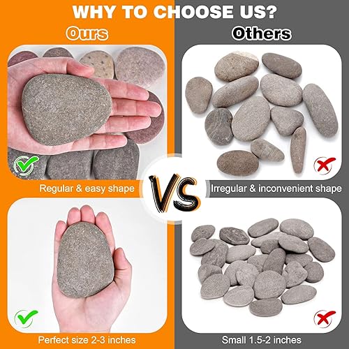 Miniatura 3 de River Rocks para pintar, 15 piezas grandes de 2 a 3 pulgadas, planas, lisas, piedras para pintar para niños, manualidades, pintura a granel