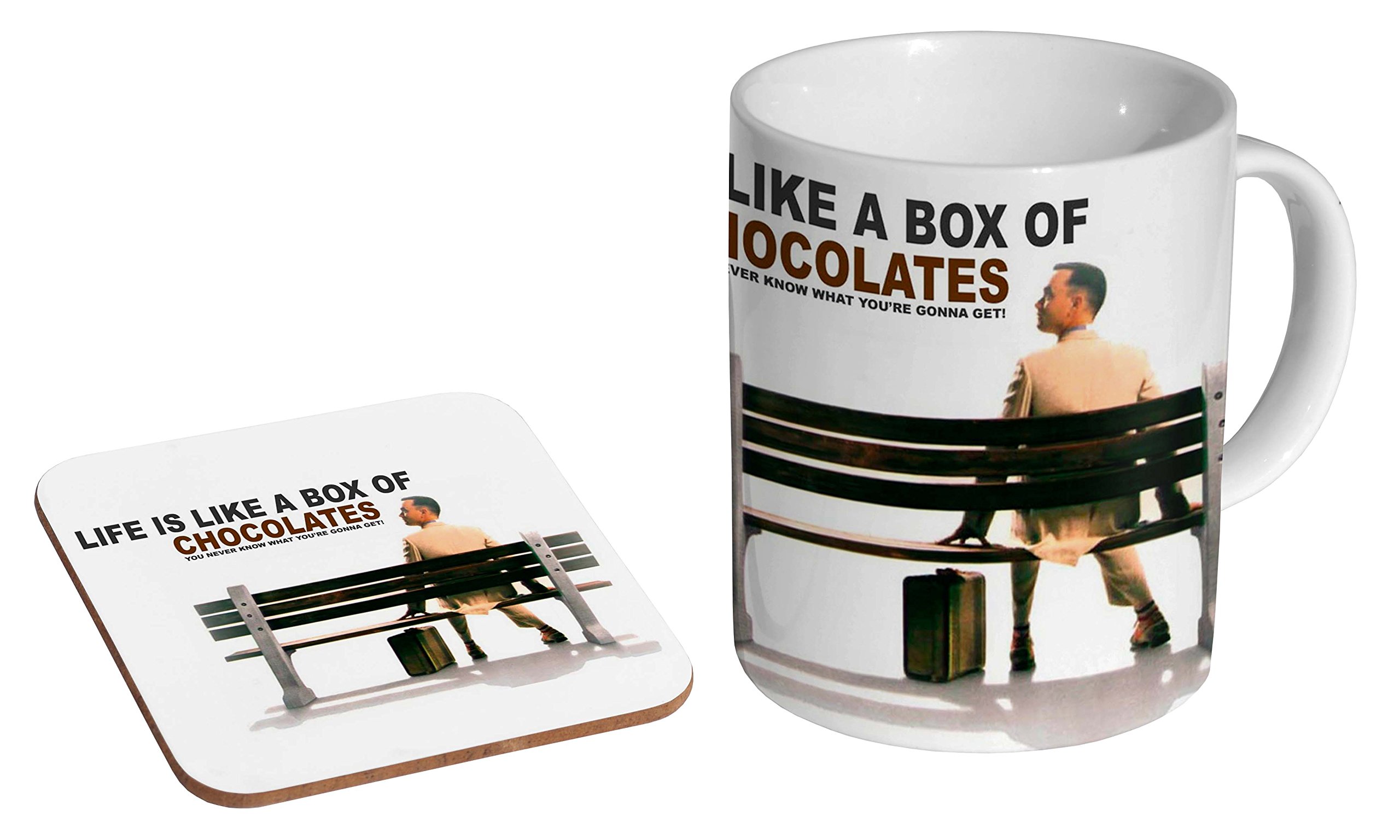 Mugmart White Forrest Gump Box Of Chocolates Ceramic Coffee Mug + Coaster Gift Set …