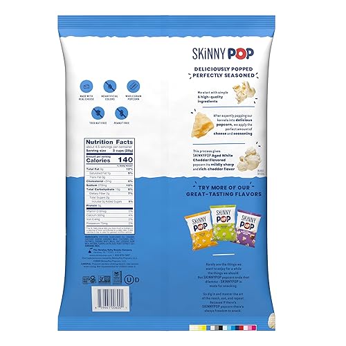Miniatura 47 de SkinnyPop Palomitas de maíz, sin gluten, sin OMG, aperitivos saludables, aperitivos de Halloween, palomitas de maíz cheddar blancas, sin lácteos