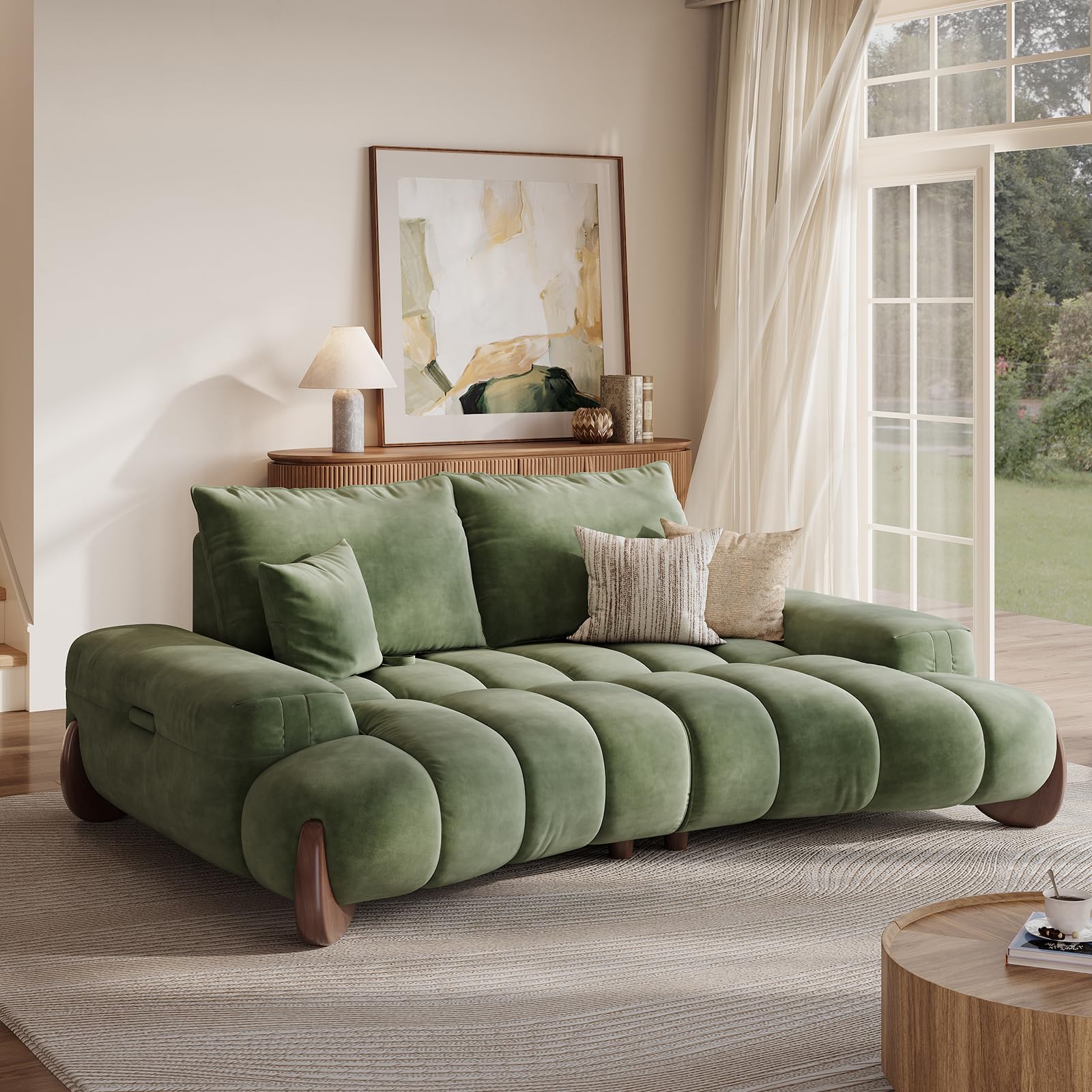Acanva Modern L-Shaped Deep Sectional Sofa Furniture Set for Living Room Lounge, Minimalist Style Comfy Suedette Upholstery Corner Couch with Chaise, Grey