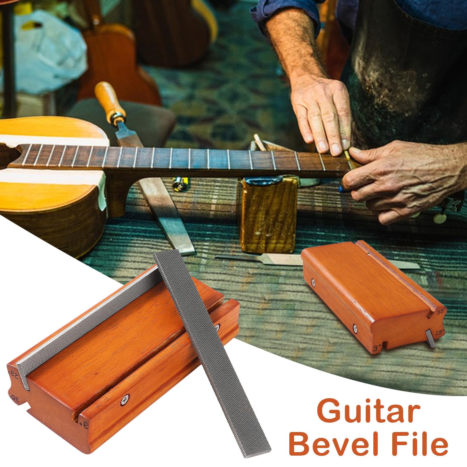 Lima Para Desbastar Trastes | Lima de Chaflán Multíangulo para Extremos de Trastes,Ángulos 3/23/35 Grados, Para Instrumentos De Cuerda Mantenimiento De Mandolina Ukelele Guitarra Violín