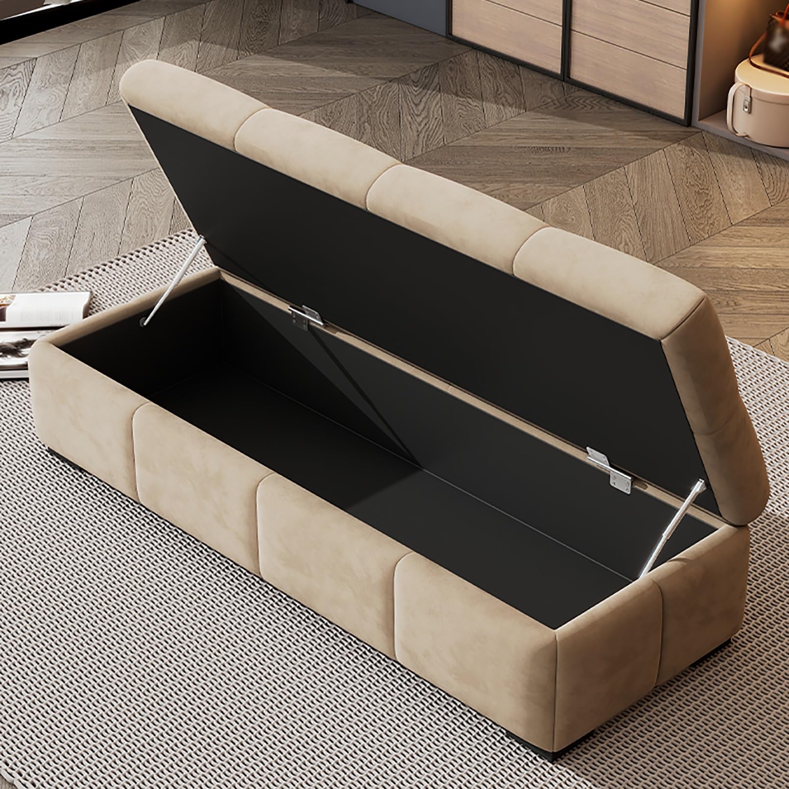 LUUYYI - Panca portaoggetti imbottita con cerniera di sicurezza, grande panca portaoggetti per soggiorno, camera da letto e ingresso, estremità del letto (verde, 80 x 40 x 40 cm)