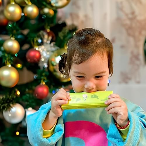 Vista 2 de Armónica de blues colorida, clave de do para niños, niños pequeños, principiantes, juguete musical de 10 agujeros y 20 tonos