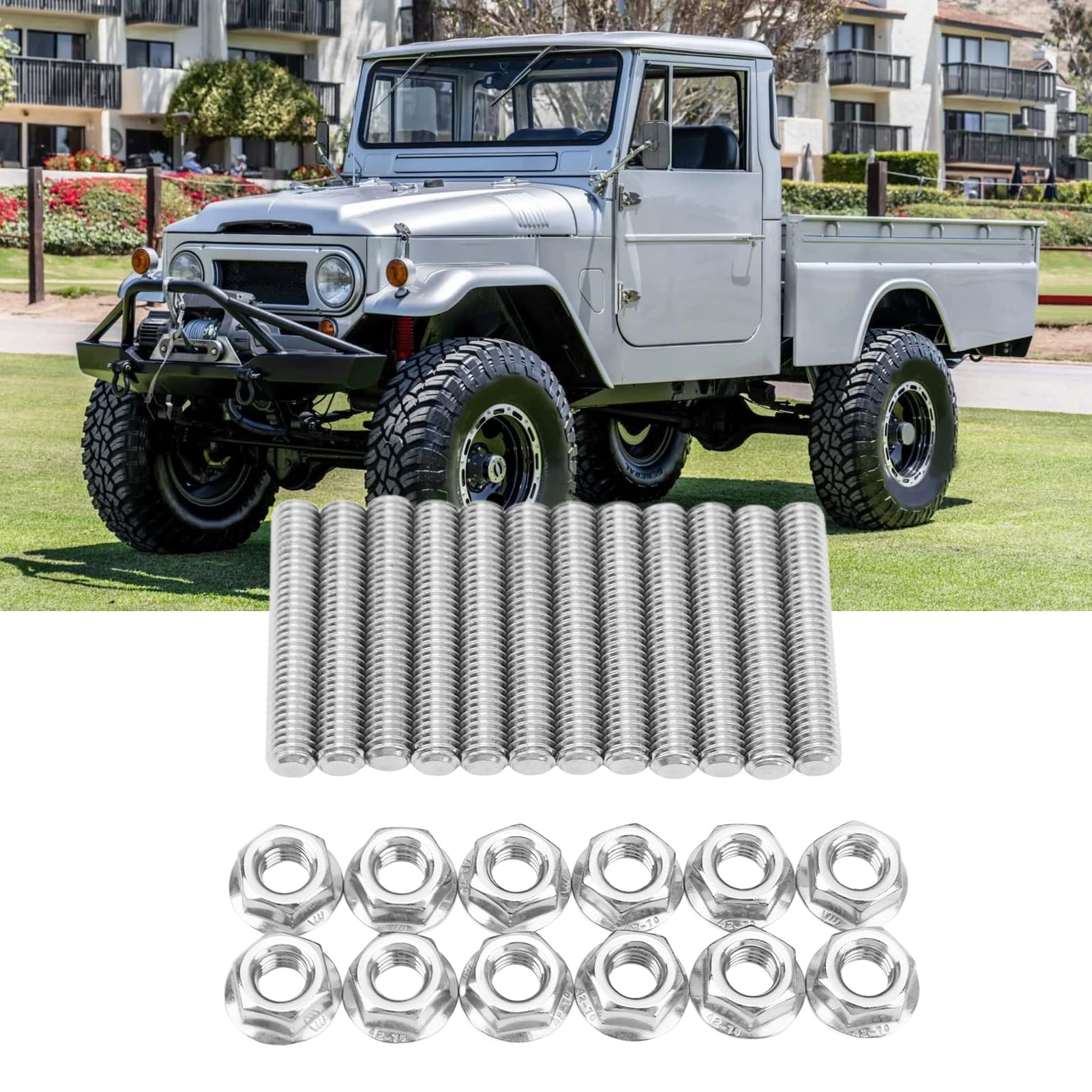 Ejoyous Zestaw kołków rozporowych kolektora, mocowania rury wydechowej ze stali nierdzewnej do V8 LS1 LS2 LS3 LS6 LS7 M8X45 mm do środowisk o wysokich temperaturach