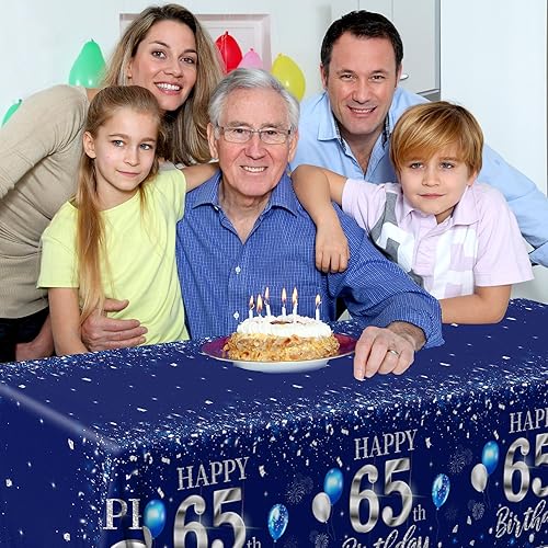 Miniatura 26 de GREHUMOR Mantel de feliz cumpleaños de 3 piezas, color azul plateado, suministros para fiesta de cumpleaños 30, funda de mesa desechable de plástico