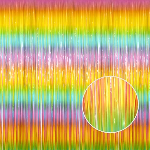 Miniatura 28 de GOER - Cortinas de tiras metálicas/oropel para fiestas, telón de fondo para fotos, Halloween, cumpleaños, graduaciones, Año Nuevo, decoración