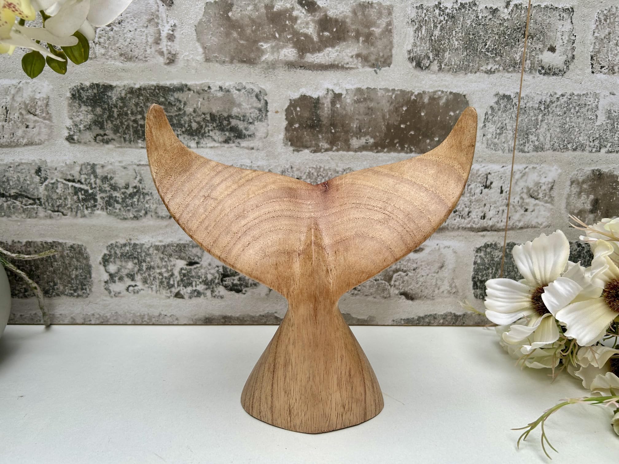 MAISONICA Hand Carved 19cm Diving Whale Tail Wooden Ornament Figurine Gift