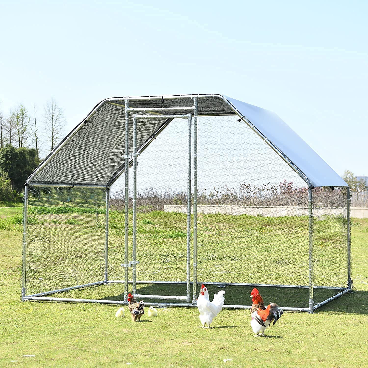 Buy Hiwokk Large Metal Chicken Coop Walkin Poultry Cage Chicken Run
