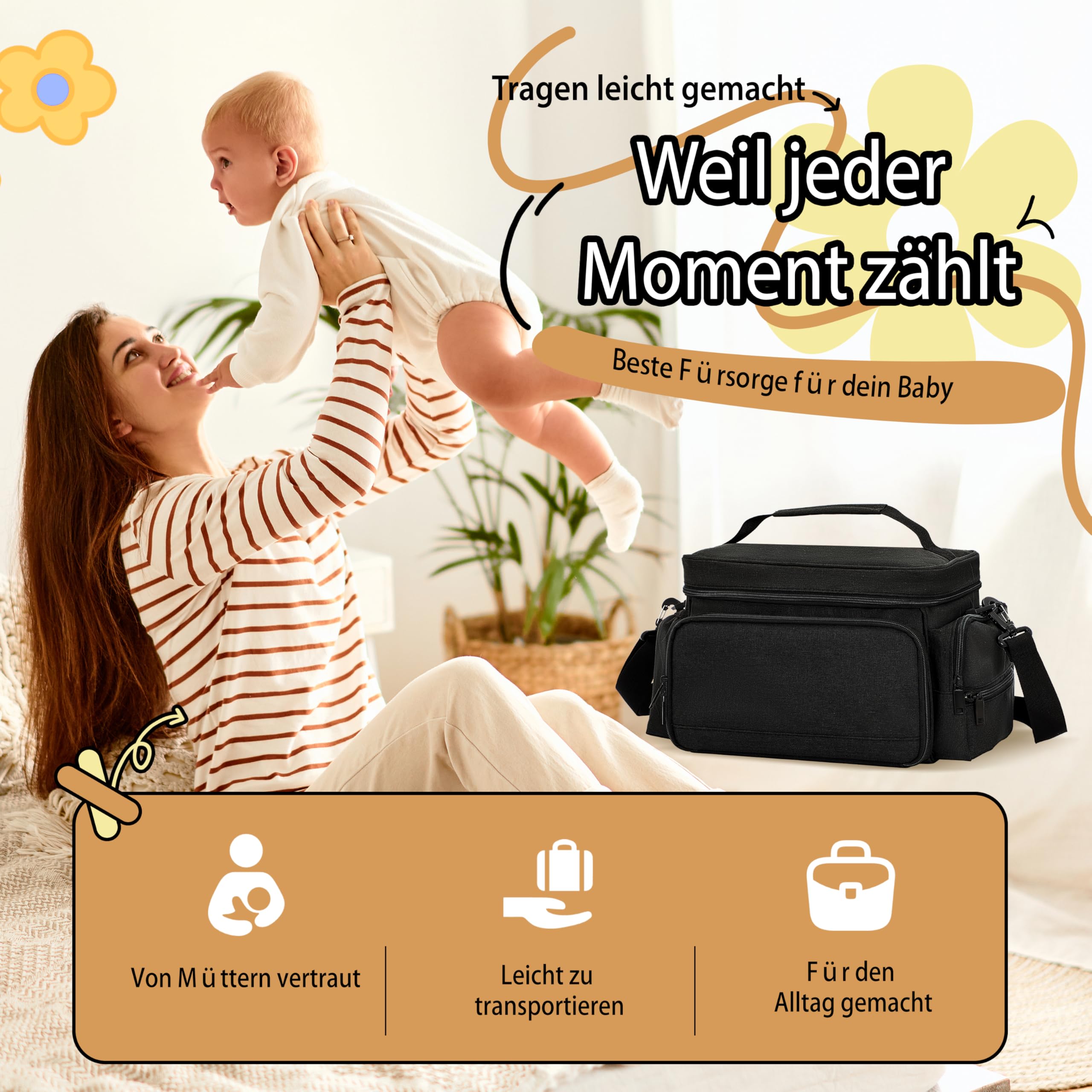 Sac à lait compatible avec Spectra S1/S2 et Medela, sac à langer Mama, pour le travail et les voyages avec compartiment isotherme isotherme, sac de rangement pour tire-lait uniquement