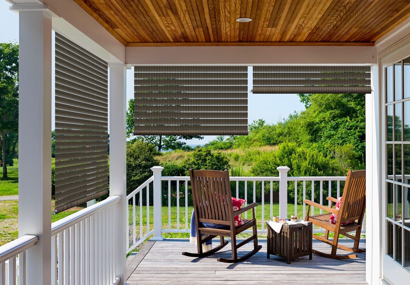 Patio Paradise Shades Roll Up Outdoor 5'Wx8.5'H Roller Shade Exterior Patio Blinds for Outside Porch Deck Balcony Pergola Carport, Brown Hollow Out