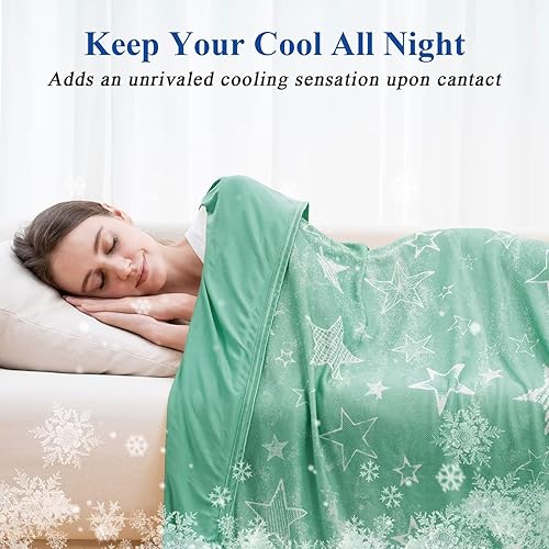 Miniatura 4 de Vamcheer Q-Max 0.45 - Manta refrescante para durmientes acalorados, manta refrescante con estampado de estrellas, tamaño Queen con efecto frío de