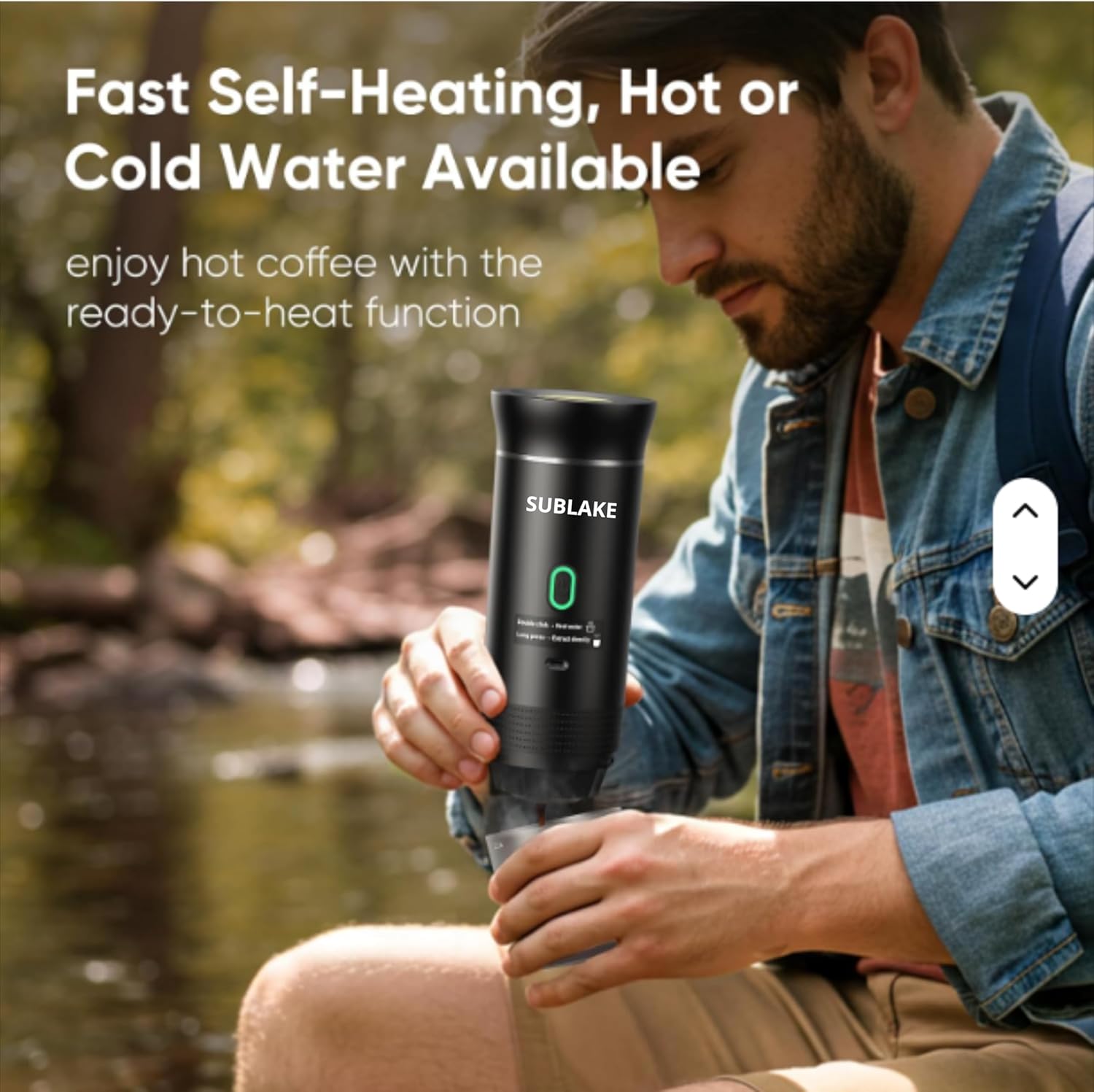 Portable Espresso Maker – Self-Heating USB-C Rechargeable Travel Coffee Maker for Car, Camping, Office, portable coffee maker - portable coffee machine With Ground Coffee & NS Capsule (Green)