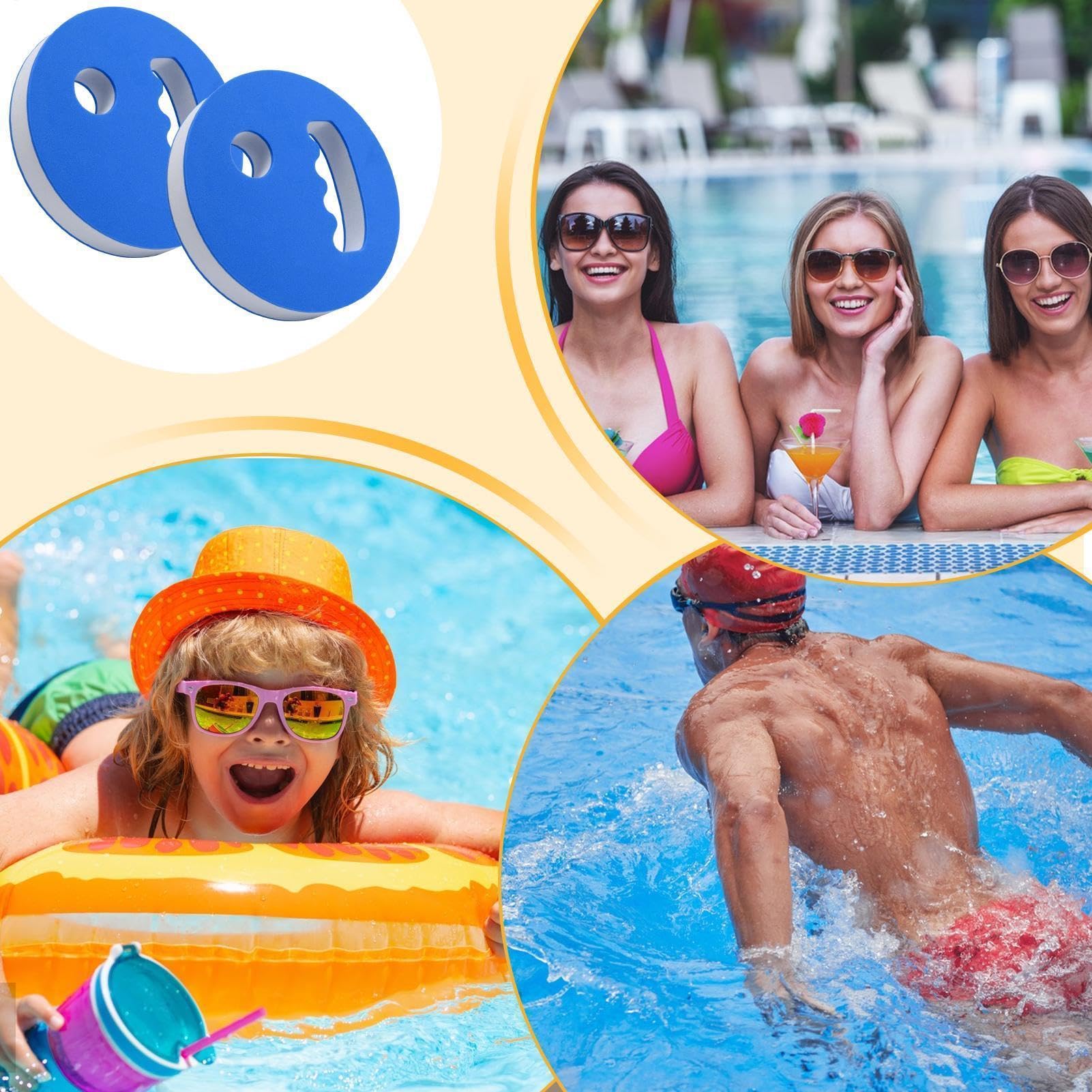 Discos de ejercicio acuático, pesas de resistencia de espuma de mano, equipo de ejercicio de piscina, para hombres, mujeres, adultos, niños, piscina, natación, entrenamiento, fitness, entrenamiento