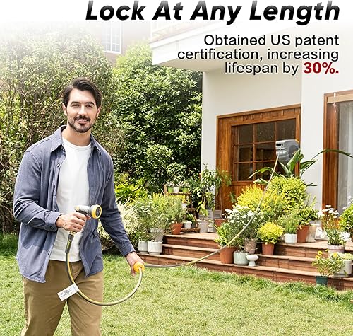 Miniatura 4 de GLAHODEN Carrete de manguera de jardín retráctil, carrete de manguera de agua con sistema de retorno lento de 58 pulgadas x 65 pies + 6 pies, diseño