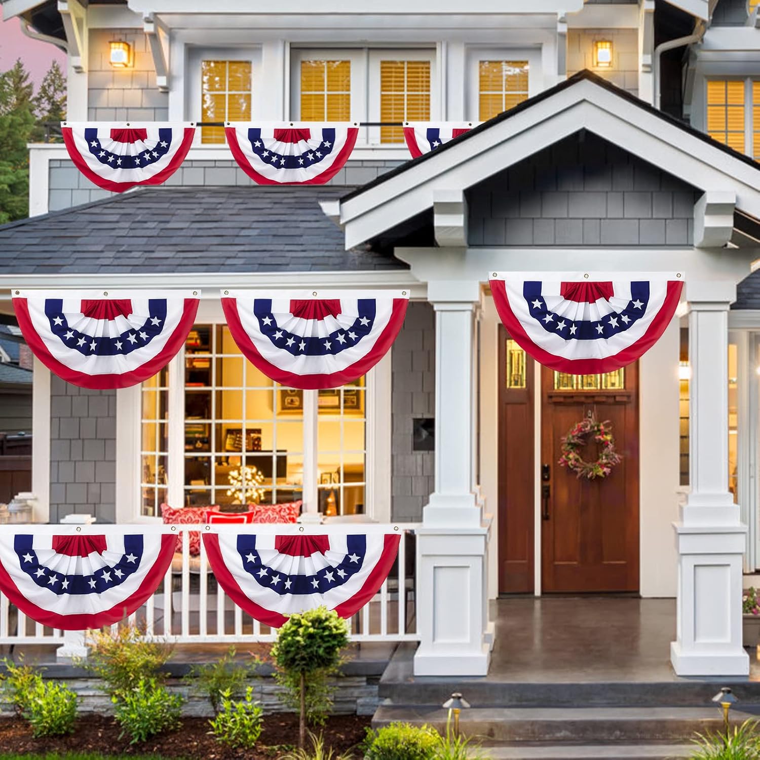 Outdoor Bunting Flags 6PCS 2x4 FT American Pleated Fan Flags,4th of July Patriotic Bunting,Outside Veteran's Day, Independence Day, Memorial Day Decorations - Image 4