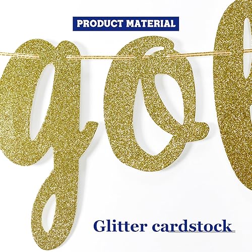 Miniatura 3 de Bandera dorada con purpurina dorada, pancarta de cumpleaños dorada, decoraciones de fiesta de chicas doradas (dorado)