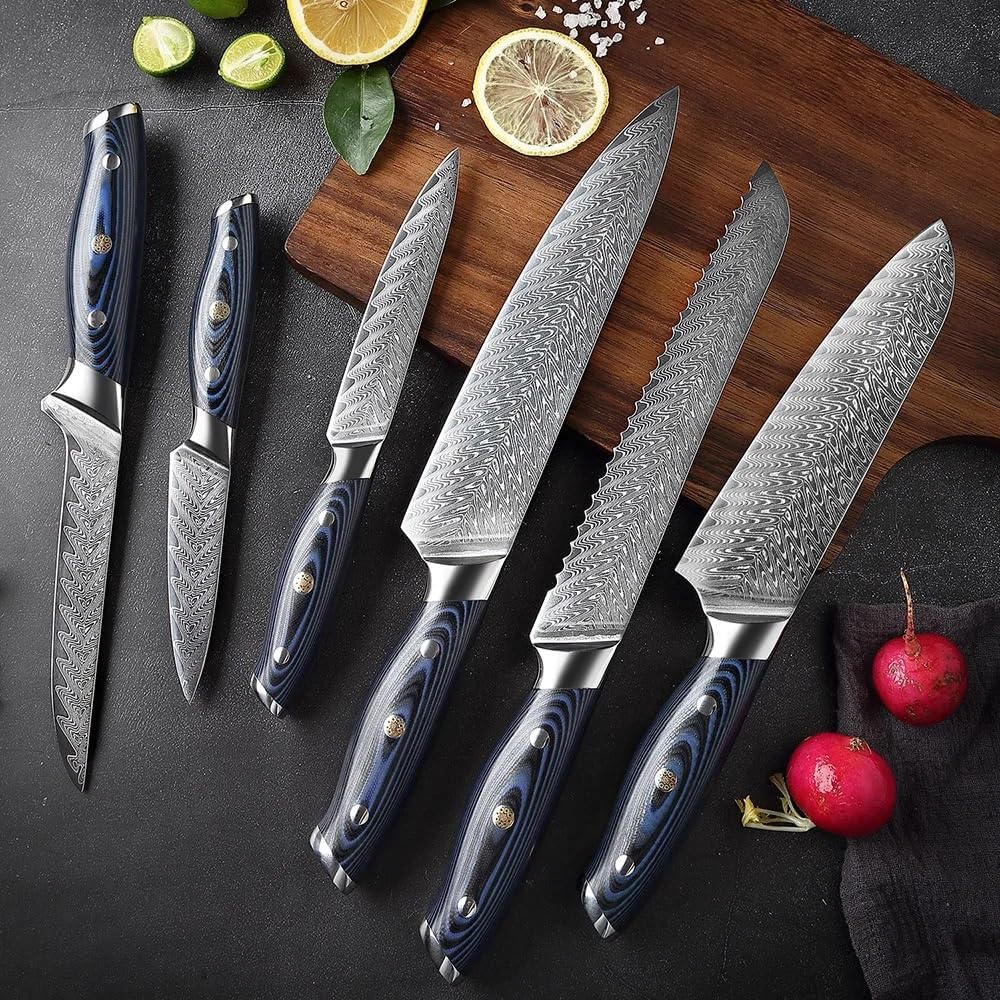 Set Cuchillos Cocina 6 Piezas Acero Inoxidable