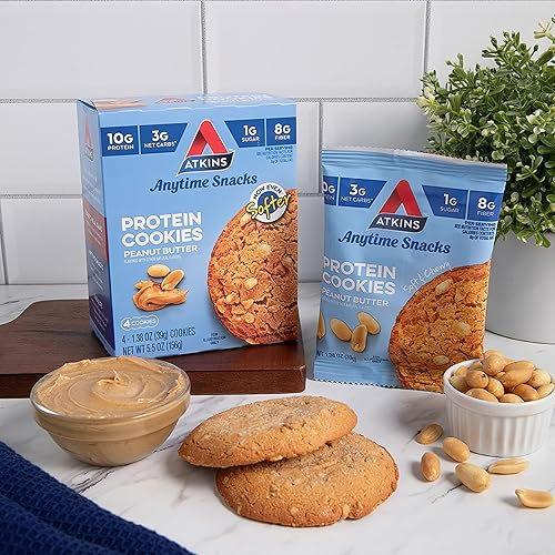 Miniatura 33 de Atkins Galleta de proteína con chispas de chocolate, postre proteico, rico en fibra, 0.11 onzas de carbohidratos netos, 0.04 oz de azúcar, apto