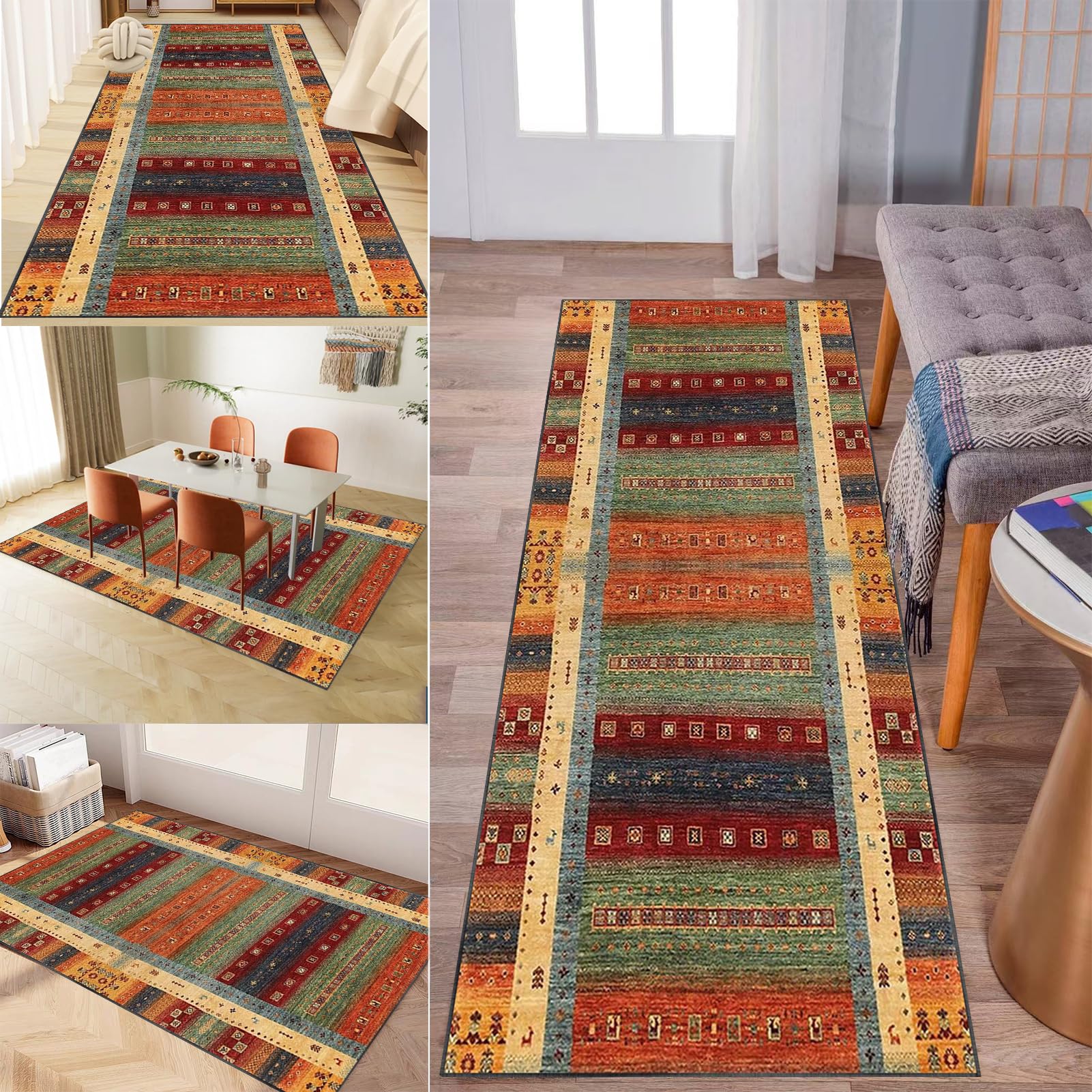 QYJBOUU Machine Washable Hallway Runner Rug Non-Slip Carpet Runners for Hallways Entryway Kitchen Bedside Laundry Room Long Hall Runner Narrow Rugs Area Rug Absorbent Carpet Floor Mat 60 x 250 cm
