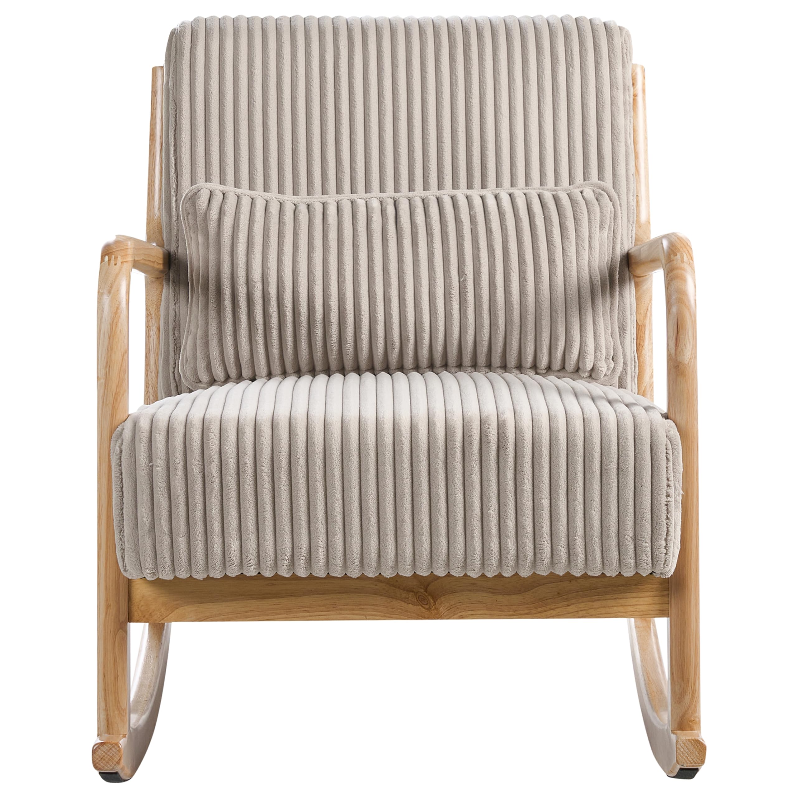 Beliani Silla Mecedora de Pana tapizado Estilo Vintage Estructura de Madera Beige Sorsele