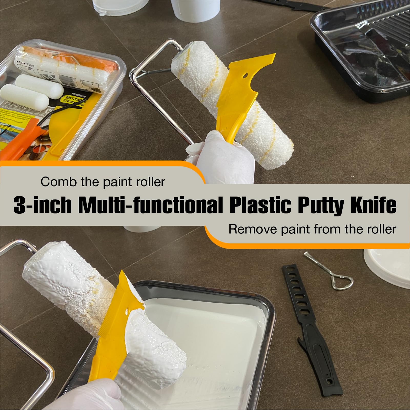 Kit de rodillos de pintura de 18 piezas, juego de rodillos de pintura, rodillos de pintura de 4 y 9 pulgadas para pintar, bandeja de pintura con forros, pincel de pintura angular, paño de