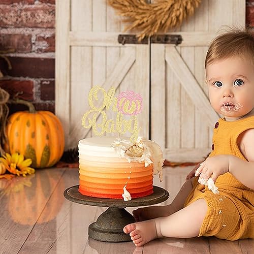 Miniatura 139 de Gyufise 24 piezas de calabaza Oh Baby Cupcake Toppers Glitter Baby Shower Calabaza Cupcake Picks Baby Feet Decoraciones para pasteles temáticos de A
