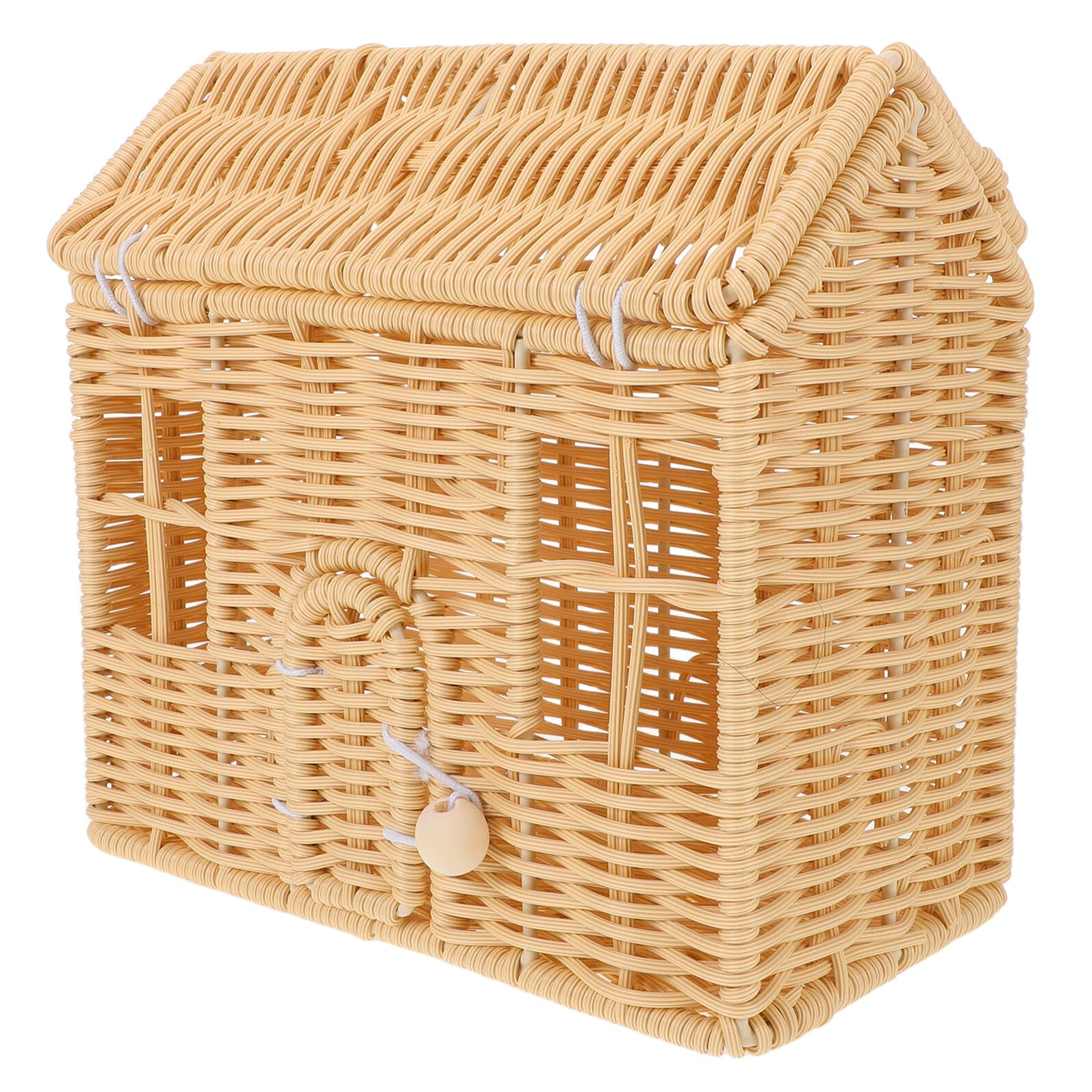 Canasta Navideña Tejida Mano con Asa Forma de Casa Cesta de Dulces Navideña para Regalos de Fiesta Bocadillos y Chocolates Canasta de Casa Tejida con Asa para Decoración