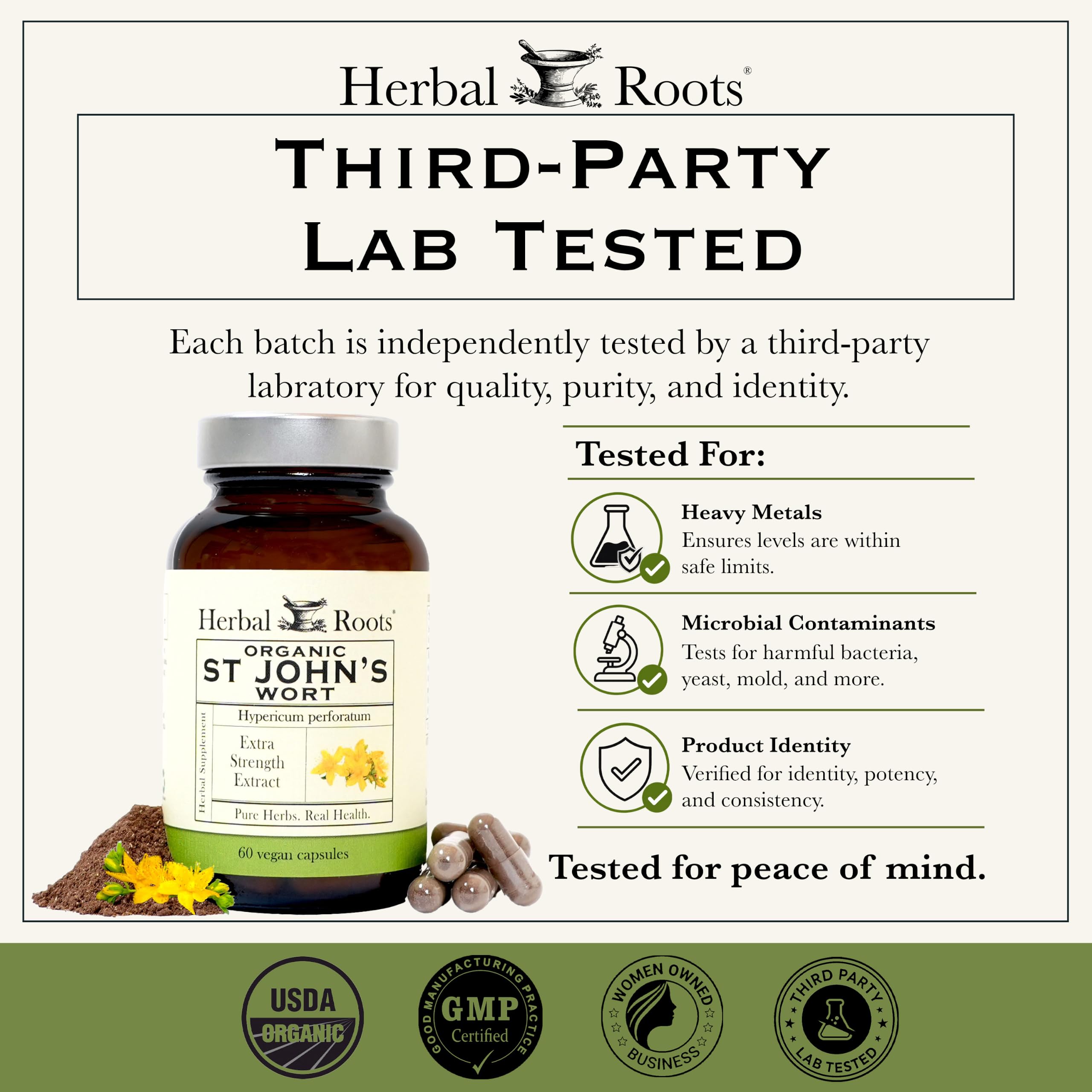 Herbal Roots Organic St Johns Wort Capsules, Mood Support, USDA Certified Organic - 60 Vegan Capsules — Amazon image 5