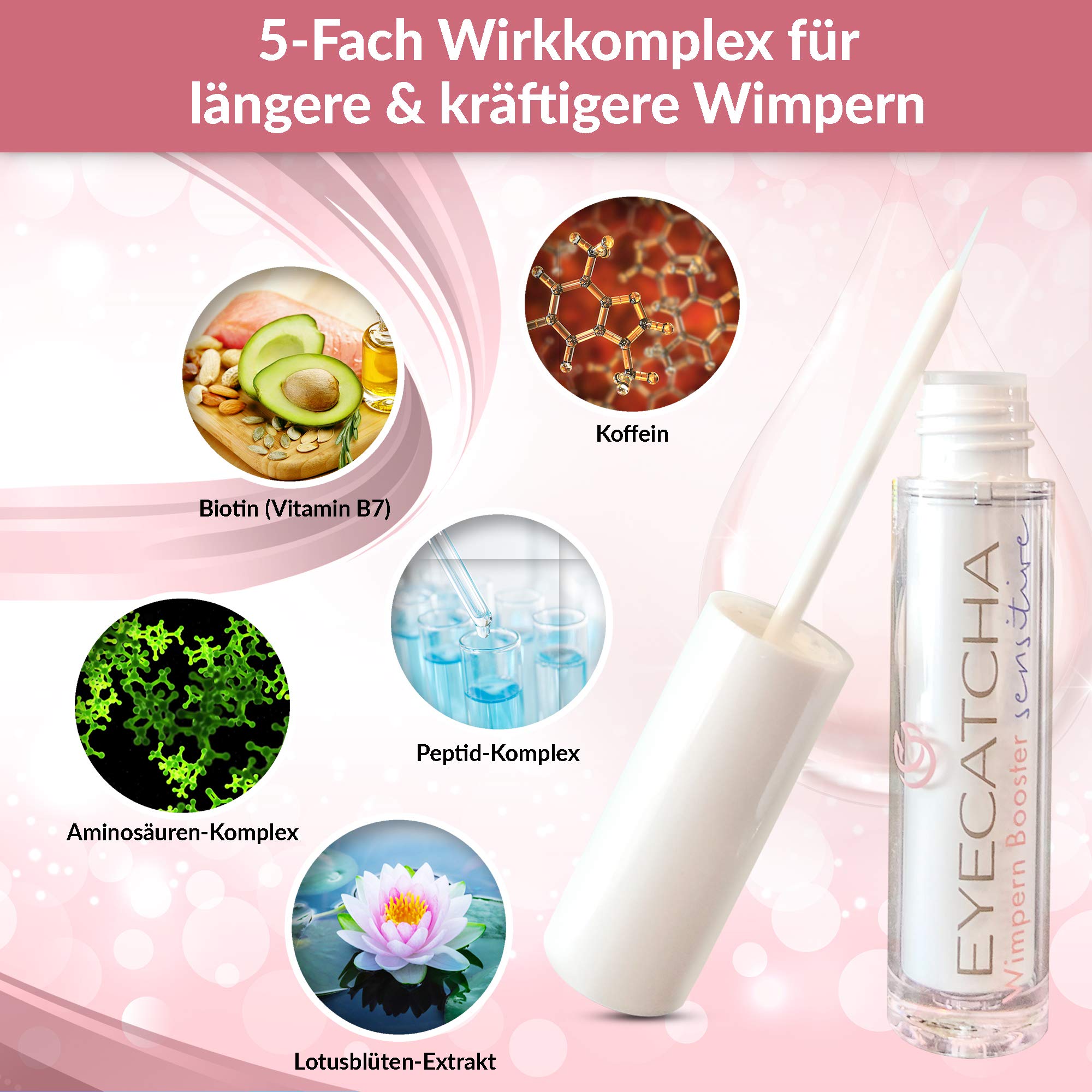 Sensitive Eyelash Serum 3 ml - Vegan mit Biotin und Peptiden für langes und dichtes Wimpernwachstum - Dermatologisch getestet