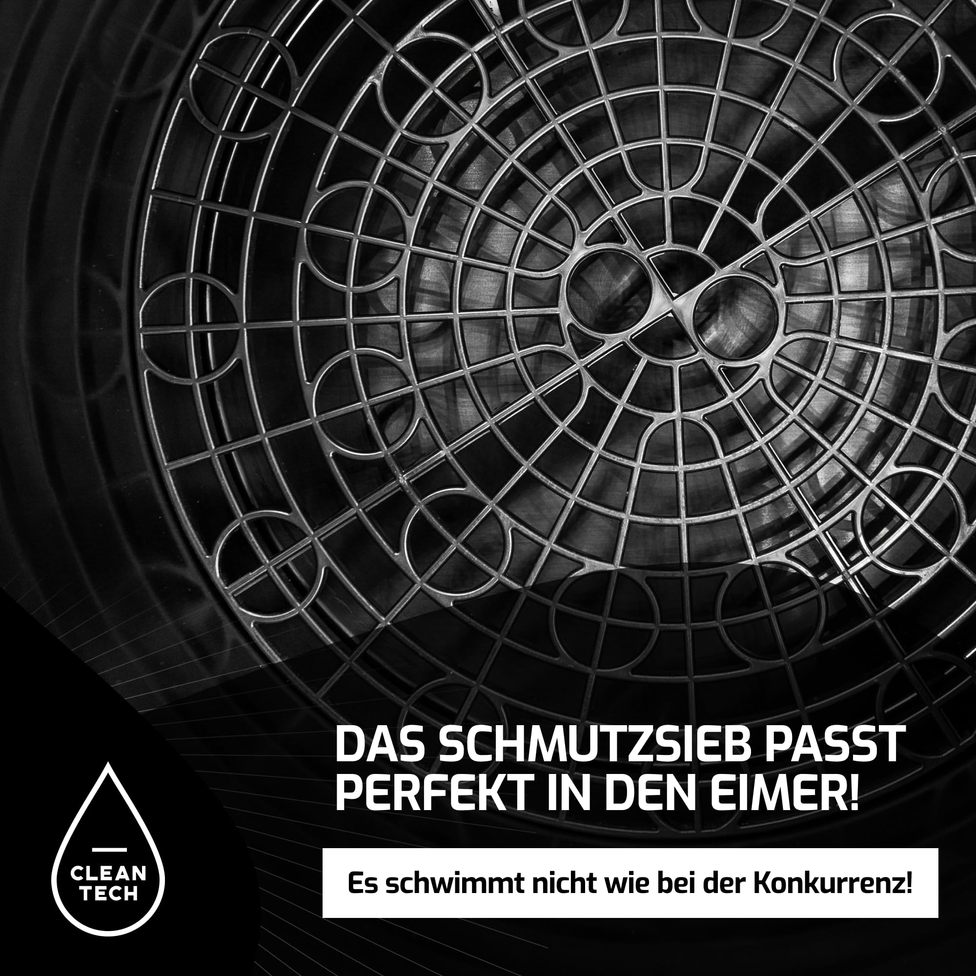 Cleantech - Set di lavaggio per auto, secchio da 20 litri, con filtro antisporco + guanto da lavaggio, perfetto per una pulizia efficace e delicata sulla vernice